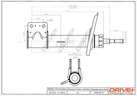DP1610.10.0022 Drive+ Амортизатор (передній) Citroen Berlingo/Peugeot Partner 08- (R) (Газ) DRIVE+ DP1610100022