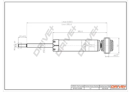 DP1610.10.0026 Drive+ Амортизатор (задній) Chevrolet Aveo 11-/ Fiat Punto 05-/ Opel Corsa D 06-14 DRIVE+ DP1610100026