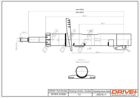 DP1610.10.0035 Drive+ Амортизатор (передній) VW Polo/Skoda Fabia 99-/Roomster 06- (Газ) DRIVE+ DP1610100035