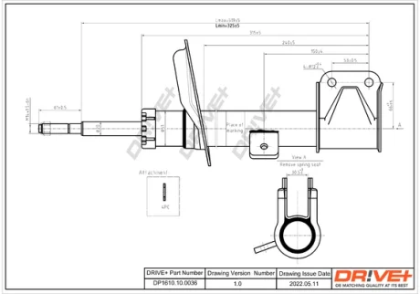 DP1610.10.0036 Drive+ Амортизатор (передній) Citroen C4 04-/Peugeot 307 00- (L/R) DRIVE+ DP1610100036