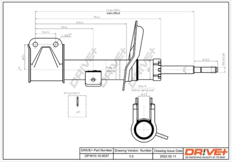 DP1610.10.0037 Drive+ Амортизатор (передній) Citroen C4 04-/Peugeot 307 00- (L/R) DRIVE+ DP1610100037