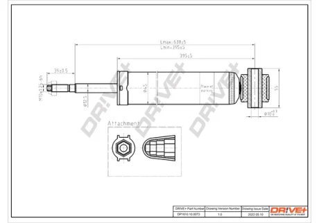DP1610.10.0073 Drive+ Амортизатор (задній) Citroen C4/ Peugeot 307 00-11 (Газ) DRIVE+ DP1610100073