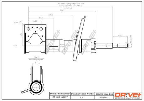 DP1610.10.0077 Drive+ Амортизатор (передній) правий 3008 DRIVE+ DP1610100077