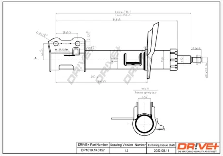 DP1610.10.0157 Drive+ Амортизатор (передній) Opel Astra H 03- (L) (Газ) DRIVE+ DP1610100157