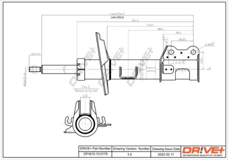 DP1610.10.0179 Drive+ Амортизатор (передній) Fiat Doblo 10- (R) (Газ) DRIVE+ DP1610100179