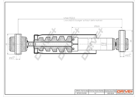 DP1610.10.0195 Drive+ Амортизатор (задній) Renault Laguna II 01- (Газ) DRIVE+ DP1610100195