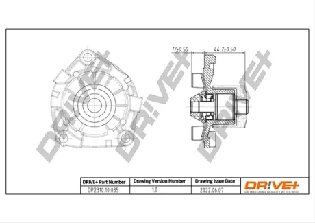 DP2310.10.035 Drive+ Насос охолоджуючої рідини (аналог ОЕ 46804051 DRIVE+ DP231010035