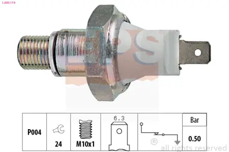 FORD Датчик давления масла SCORPIO 2.5D 93- EPS 1800119