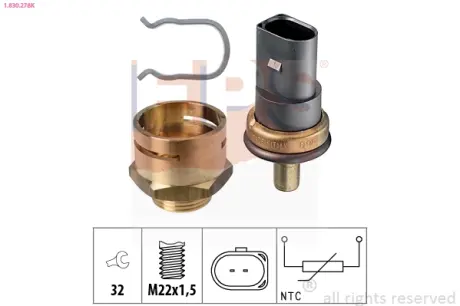 Coolant temperature sensor. Датчик температуры охлаждающей жидкости EPS 1830278K