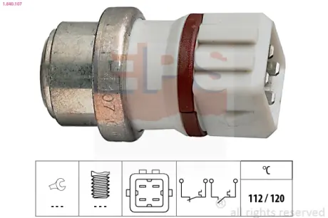 Датчик температури охолоджуючої рідини VW T4/Caddy II 1.8-2.0 90- (4 конт.) 112-120°С EPS 1840107