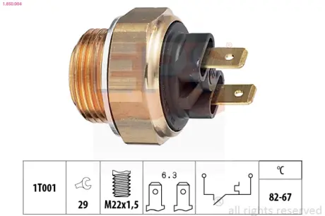 Radiator fan temperature switch. Датчик температуры вентилятора охлаждающей жидкости EPS 1850004
