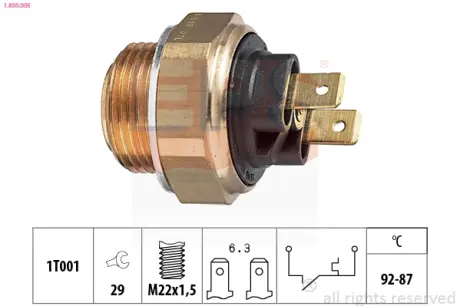 Radiator fan temperature switch. Датчик температуры вентилятора охлаждающей жидкости EPS 1850005