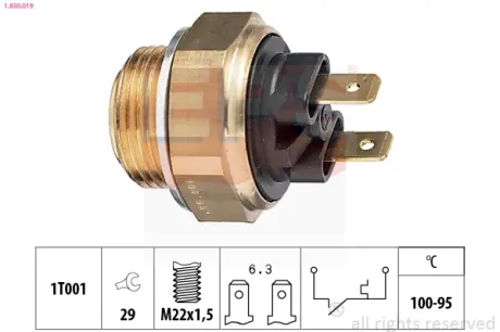 Radiator fan temperature switch. Датчик температуры вентилятора охлаждающей жидкости EPS 1850019