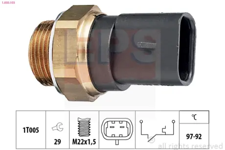 Radiator fan temperature switch. Датчик температуры вентилятора охлаждающей жидкости EPS 1850103
