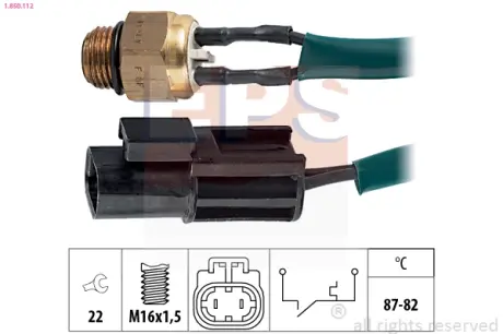 Radiator fan temperature switch. Датчик температуры вентилятора охлаждающей жидкости EPS 1850112