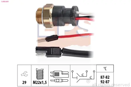 Radiator fan temperature switch. Датчик температуры вентилятора охлаждающей жидкости EPS 1850601