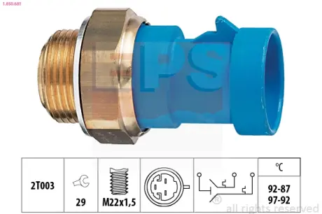 Radiator fan temperature switch. Датчик температуры вентилятора охлаждающей жидкости EPS 1850681