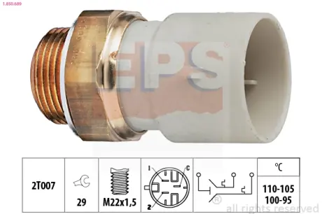 Radiator fan temperature switch. Датчик температуры вентилятора охлаждающей жидкости EPS 1850689