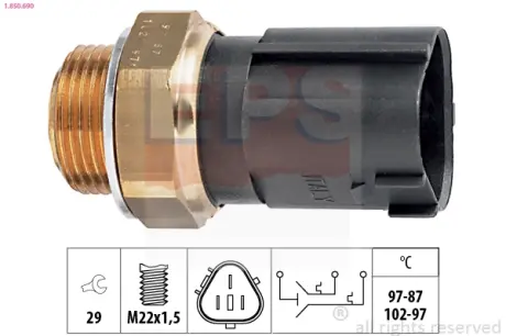 Датчик увімкнення вентилятора VW Caddy III 1.4-2.0SDI 04-15 (90°C-95°C/97°C-102°C) EPS 1850690