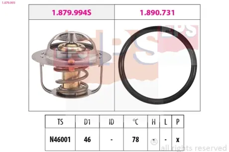 LEXUS Термостат без корпусу GS (_L1_) 200t (ARL10_) 15-, RX (_L2_) 300 (AGL20_) 17- EPS 1879993