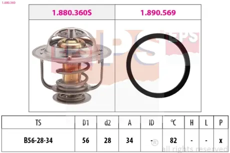 TOYOTA Термостат (Made in Italy!) Hiace III,IV,Previa,Mitsubishi ASX,Lancer,Outlander,Citroen C-Crosser EPS 1880360