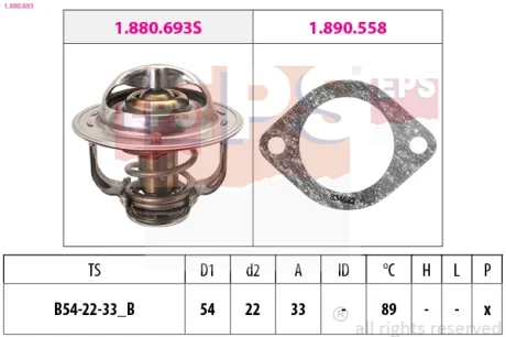 Термостат 89°C (з прокладкою) Opel Astra G/Combo 1.7D/Dti 01- EPS 1880693