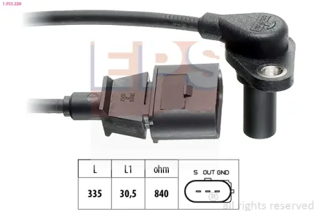 Датчик положення к/вала (для АКПП) Audi A3 /Seat Leon, Toledo II /Skoda Octavia /VW Bora, Golf IV 1.6-2.3 96- EPS 1.953.220