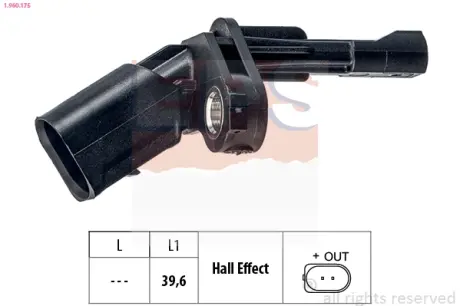 Датчик ABS (задній) Audi Q3/Skoda SuperB/VW Golf/Jetta/Passat/Sharan/Touran 06- (L) EPS 1960175
