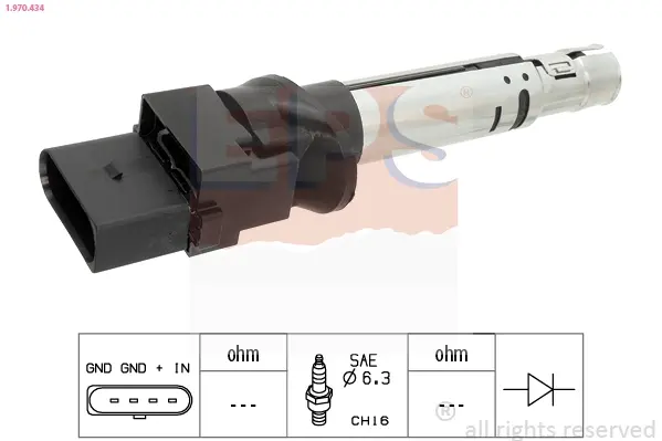VW котушка запалювання AUDI TT 3,2 VW Passat 3,2FSI/3,6 05- Touareg 3,2 Phaeton 3,2 02- T5 3,2 03- PORSCE Cayenne 3,2 03- EPS 1970434 (фото 1)