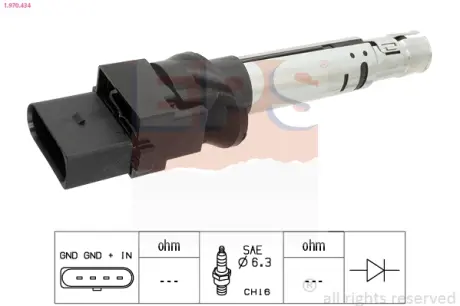 VW котушка запалювання AUDI TT 3,2 VW Passat 3,2FSI/3,6 05- Touareg 3,2 Phaeton 3,2 02- T5 3,2 03- PORSCE Cayenne 3,2 03- EPS 1970434