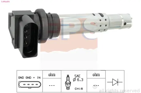 Котушка запалювання VW Passat/Skoda Octavia/Seat Toledo 1.2-1.6 98- 12V EPS 1.970.474