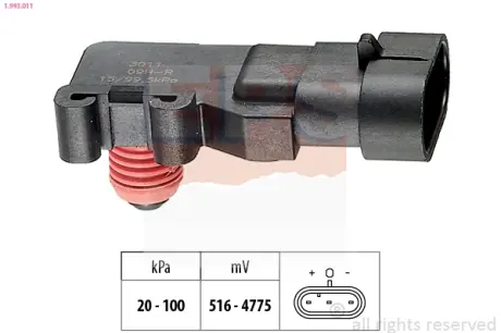 Intake manifold pressure sensor. Датчик абсолютного давления, впуск  EPS 1993011