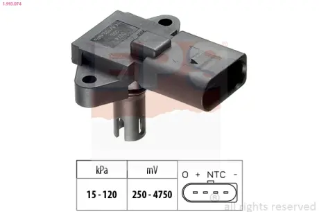 Intake manifold pressure sensor. Датчик абсолютного давления, впуск  EPS 1993074
