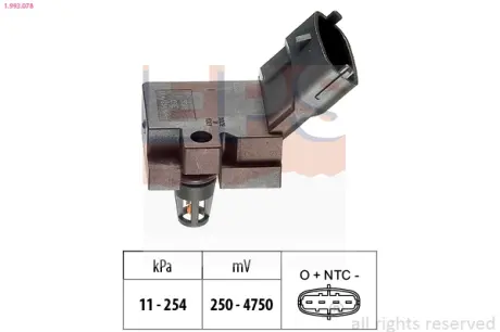 VOLVO датчик тиску в впускному колекторі C30/70,S40/60/80,V70,XC70 2.0/2.5 98- EPS 1993078