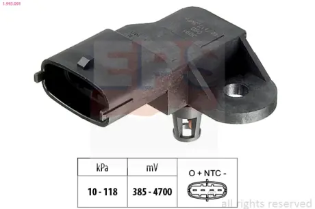 Intake manifold pressure sensor. Датчик абсолютного давления, впуск  EPS 1993091