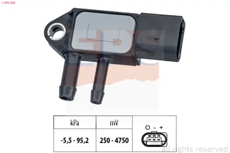 Датчик тиску випускних газів VW Jetta V,Touareg 2.5TDI/Audi Q7 3.0-6.0TDI 09-> EPS 1993263
