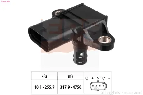 BMW Датчик тиску наддува 1 (F20), 1 (F21), 1 Купе (E82), 3 Купе (E92) EPS 1993399