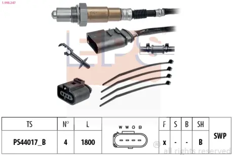 Лямбда-зонд VW Passat 1,8 96-2000 Audi A4, A6 1,8 95-2001 EPS 1.998.247
