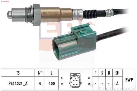 NISSAN Лямбда-зонд (4 конт.) Primera 1,6/1,8 02- Almera 1,5/1,8 02-06 Micra 1,0/1,2/1,4 02-05 EPS 1998304