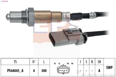 OPEL Лямбда-зонд ASTRA K 1.0/1.4 15-, INSIGNIA 1.5 17- EPS 1998349