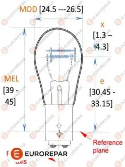 8539293090 E:ЛАМПА 12V-215W EUROREPAR 1616431380