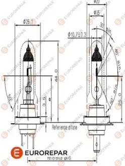 Лампа фари H7 12V-55W Eurorepar EUROREPAR 1616431480