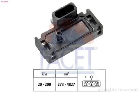 Intake manifold pressure sensor. Датчик абсолютного давления, впуск  FACET 103004