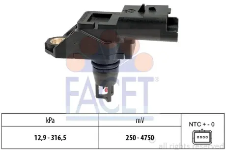 Датчик абсолютного тиску (MANIFOLD AIR PRESSURE SENSOR, MAP SENSOR) FACET 103261