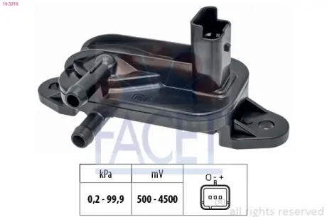 Датчик тиску вихлопних газів Scudo/Peugeot 206,EXPERT 1.6D/2.0D/2.2D 99- (10.3316) Facet FACET 103316