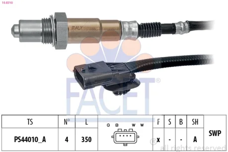 Датчик кисню Megane III (08-16)/Scenic III (09-16) 1.2 Tce/1.4 Tce/2.0 Tce (10.8310) Facet FACET 108310
