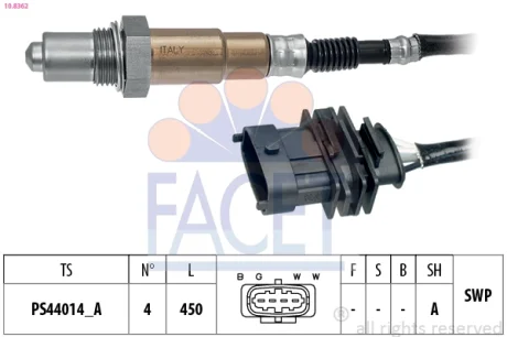 Датчик кислорода (лямбда-зонд) Chevrolet Aveo II, Cruze/Opel Astra, Vectra, Insi FACET 108362