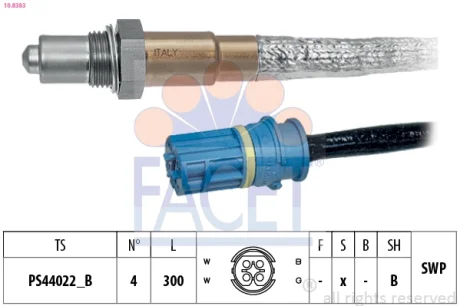 Датчик кислорода (лямбда-зонд) Smart Fortwo (03-), Roadster (03-) 0.6i, 0.7i (10 FACET 108383