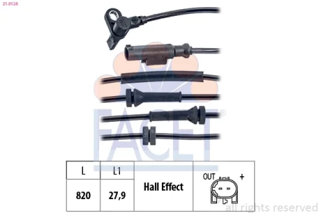 Датчик ABS Opel Corsa D, E (06-) (21.0128) Facet FACET 210128