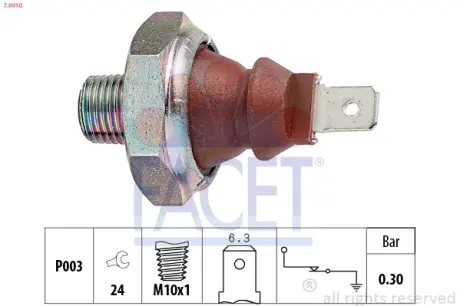 Oil pressure switch. Датчик давления масла FACET 70010